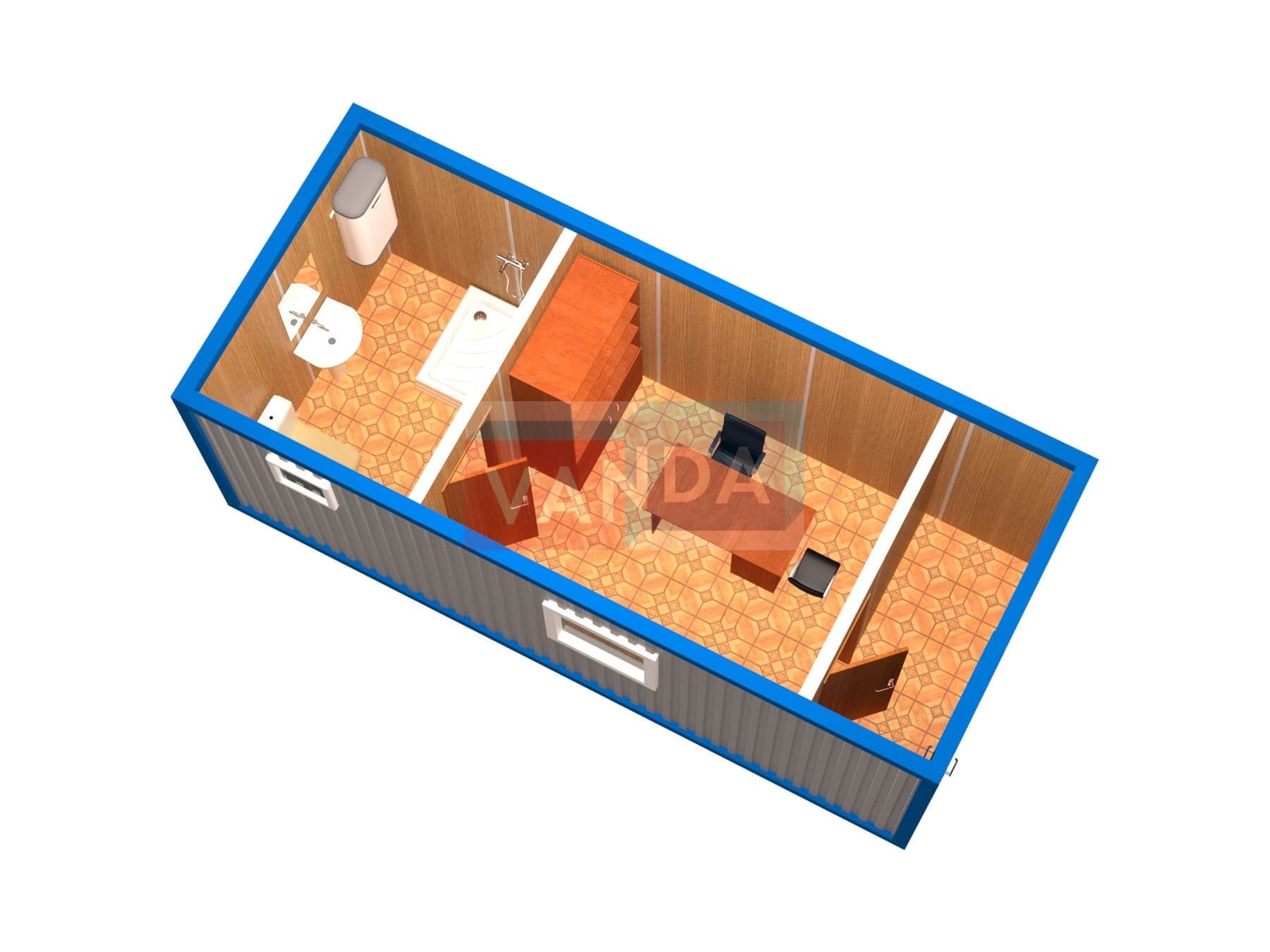 Блок контейнер офисный с унитазом и душем №9 (вариант 3)